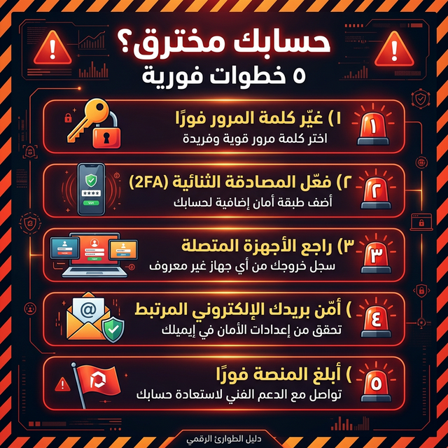 إنفوجرافيك: 5 خطوات فورية عند اختراق حسابك