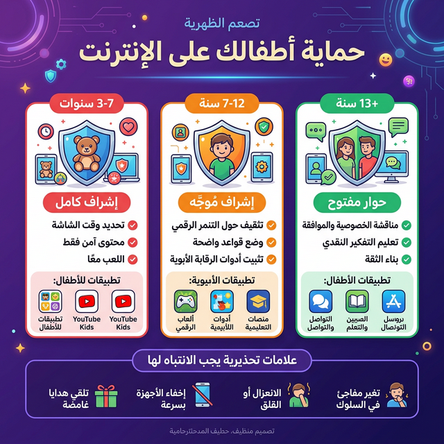 إنفوجرافيك: حماية الأطفال على الإنترنت حسب الفئة العمرية